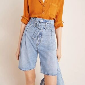 AGOLDE Reworked 90s High Rise Paberbag Denim Shorts Blue Size 24 Casual *No Belt